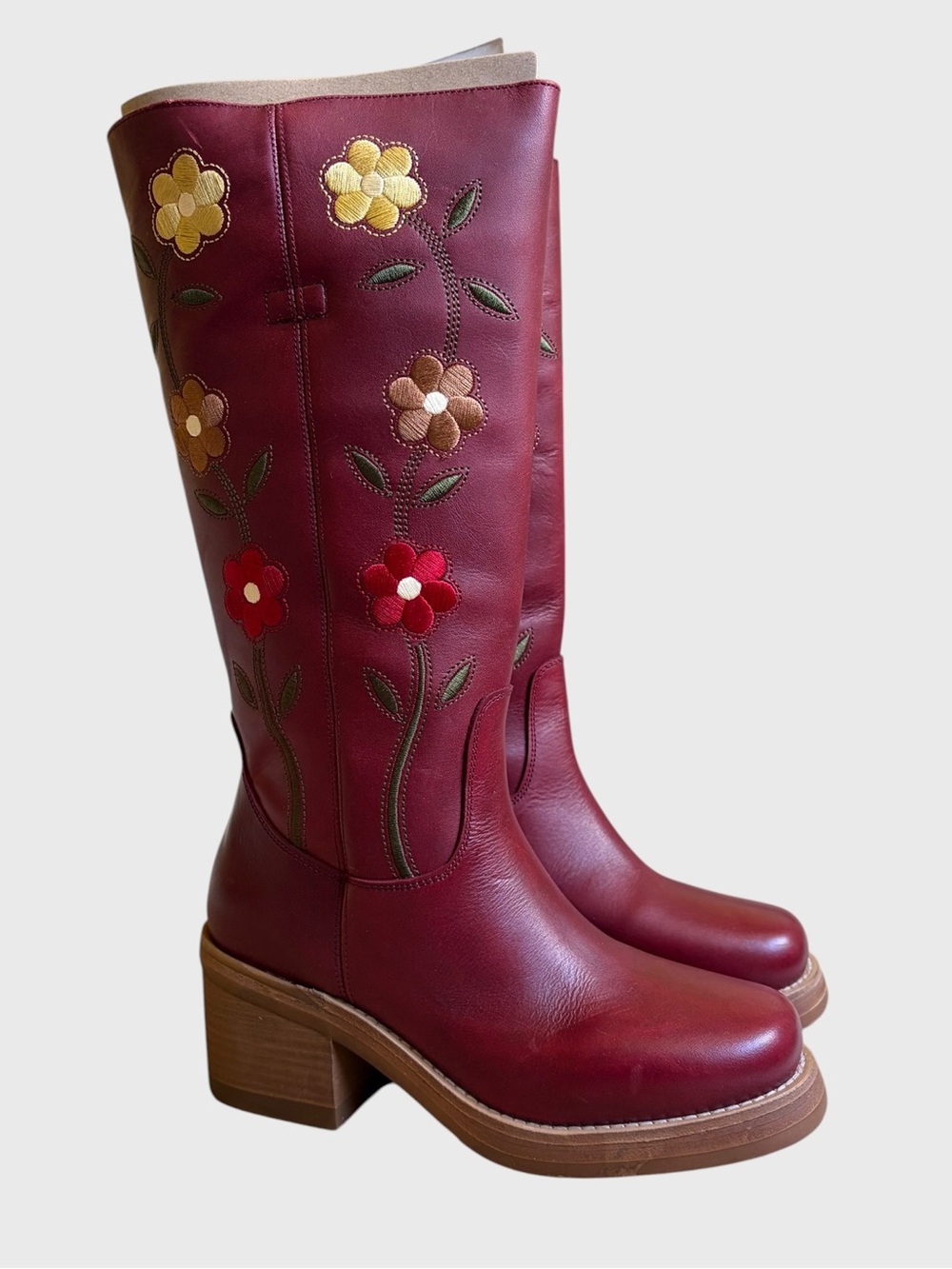 NWB Dingo Women's Bloom Embroidered Leather Boot in Merlot Size 7.5 Boho Western - Picture 3 of 16